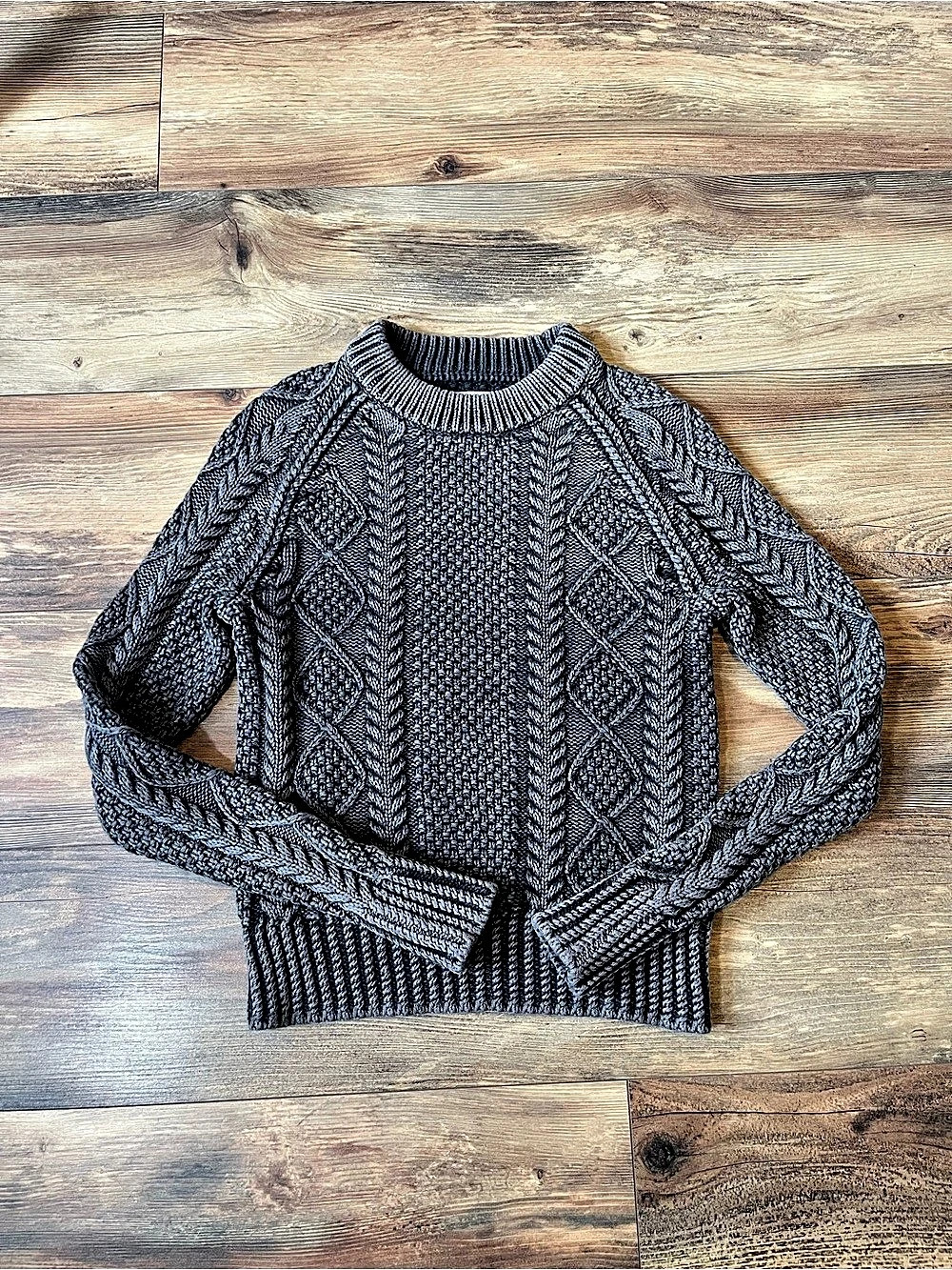 LL Bean Signature Sweater Womens XS Gray Cable Crewneck Heavyweight Pullover